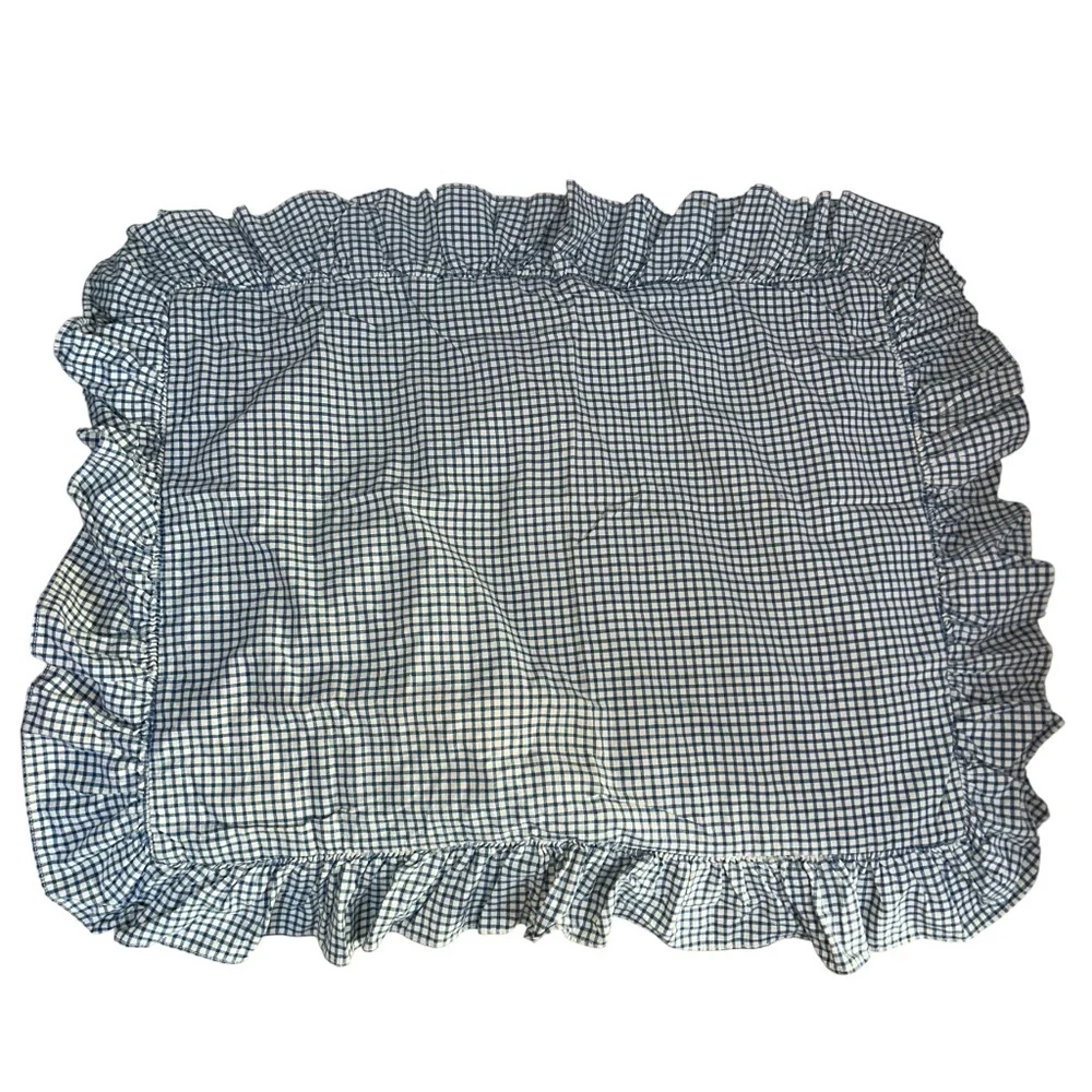 Ralph Lauren vintage blue white gingham check plaid ONE standard pillow sham